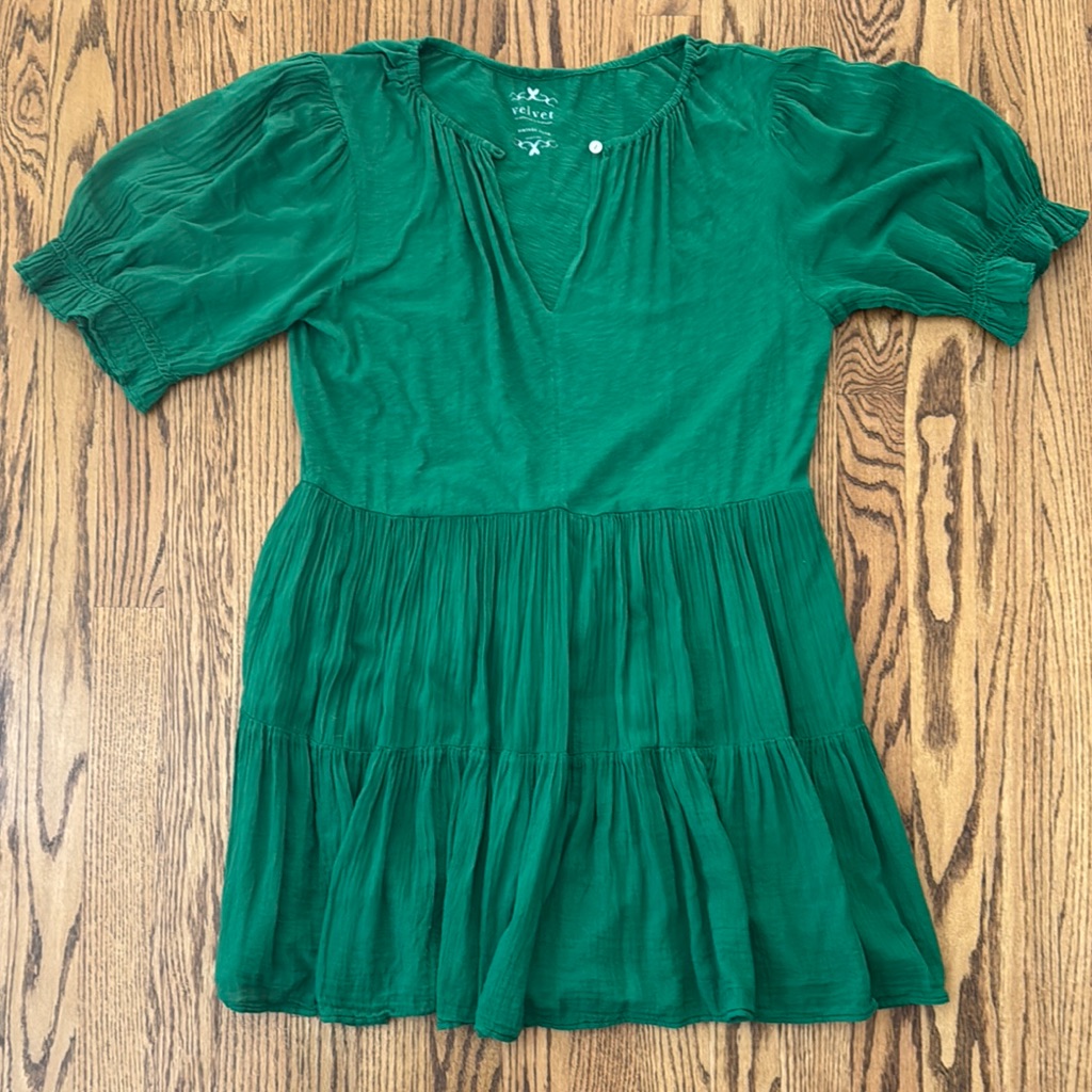Velvet By Graham & Spencer Green Puff Sleeve Sundress